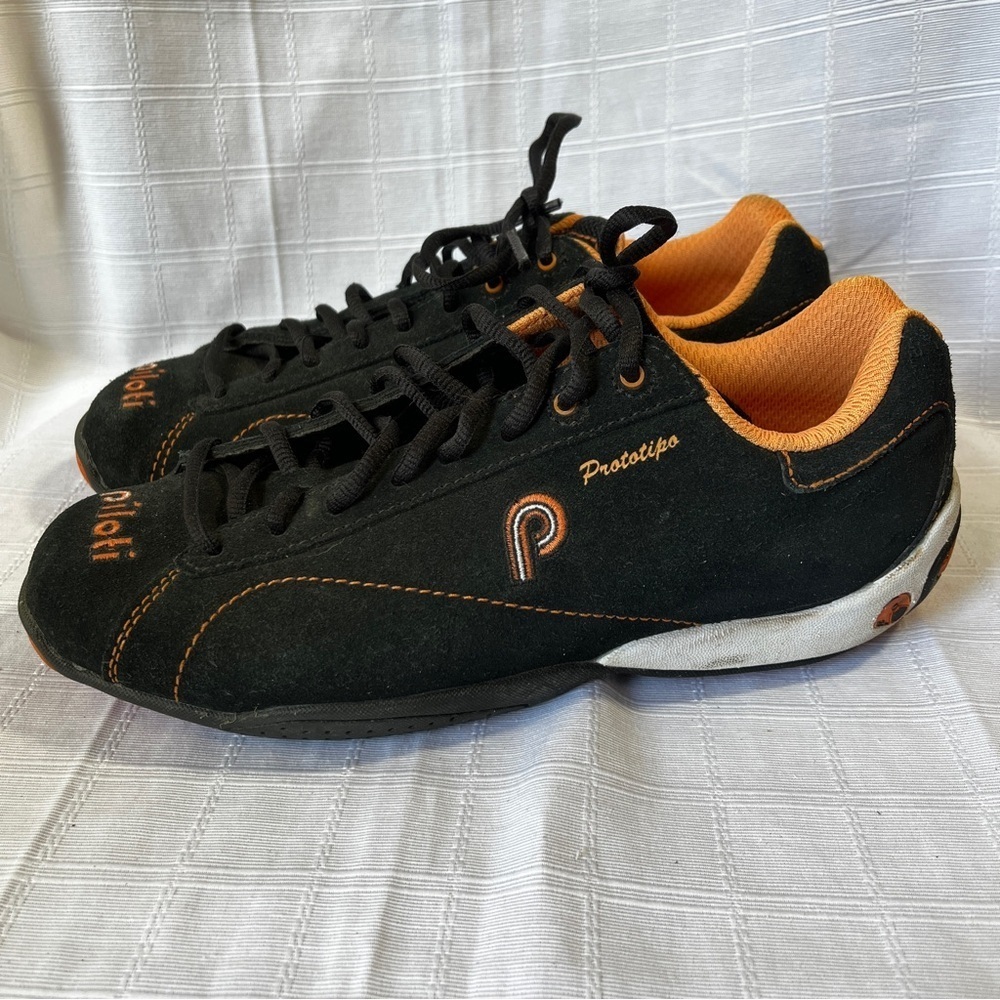 Piloti Prototipo Black and Orange Suede Driving Shoes Men's 6.5 Racecar Quality - Picture 3 of 13